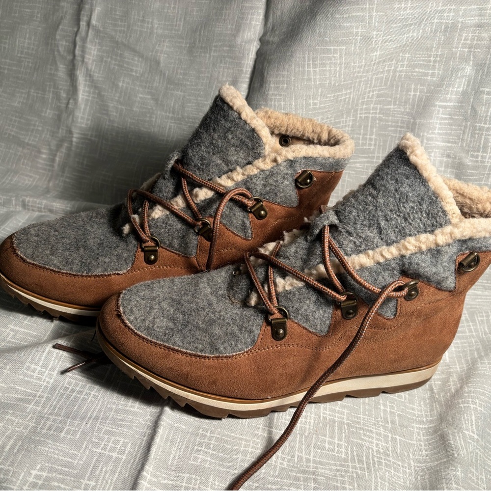 Cozy Brown and Gray Women's Boots